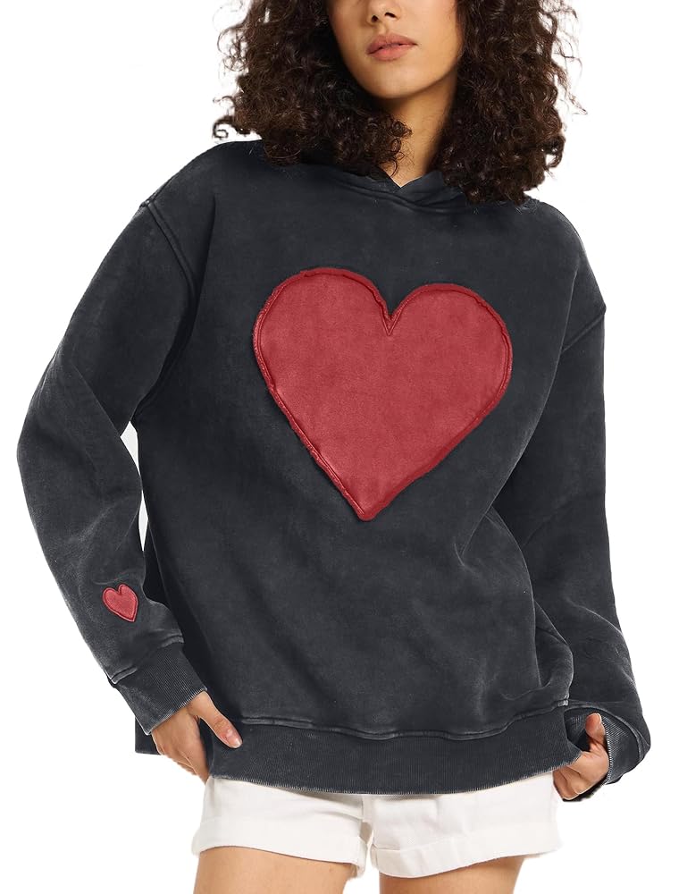 トップス vintage Heart 2piece Amazon.com: FAIABLE Womens Oversized Hoodie Heart Patch